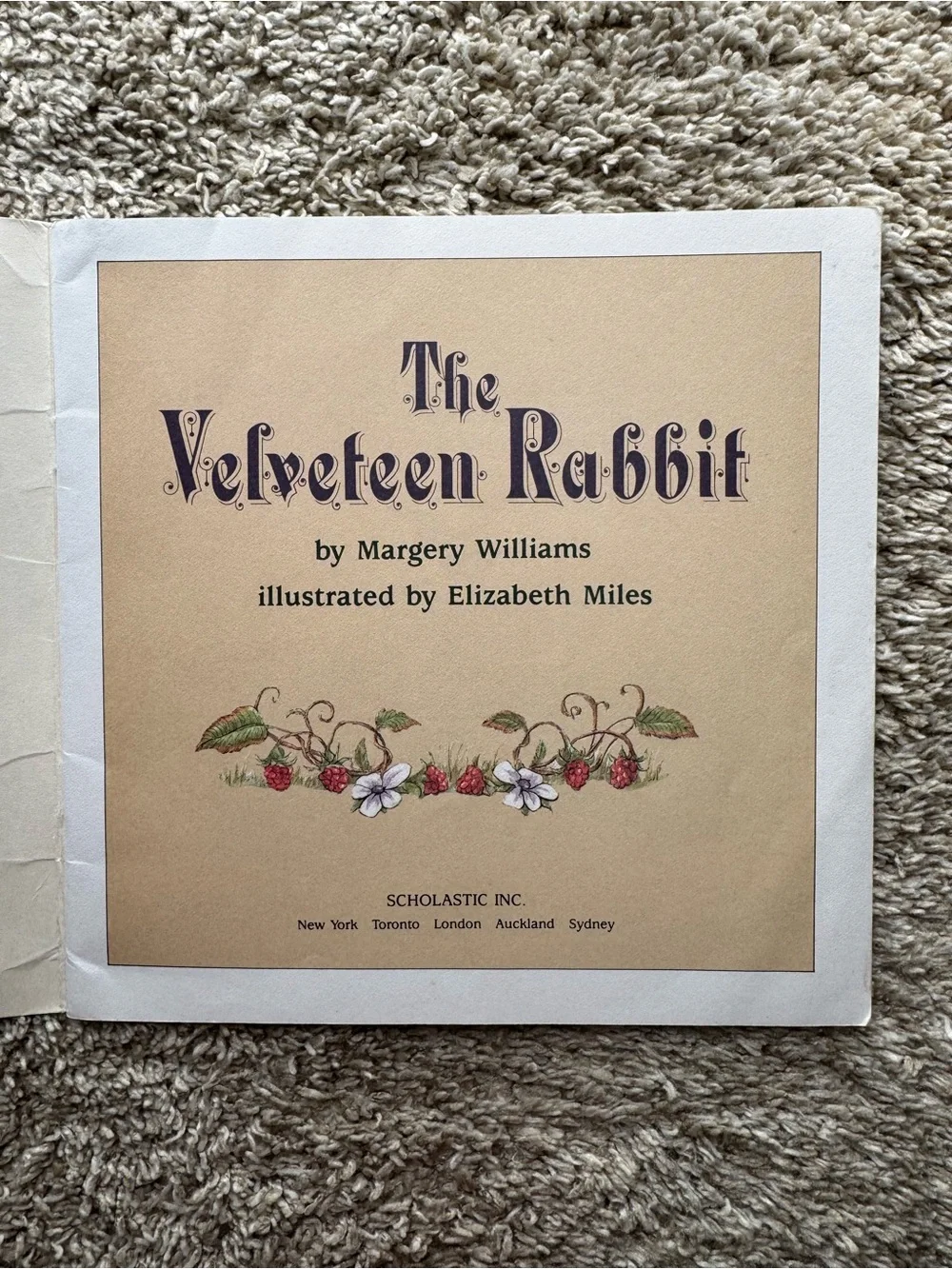 The Velveteen Rabbit Margery Williams Elizabeth Miles 1990 Scholastic Book